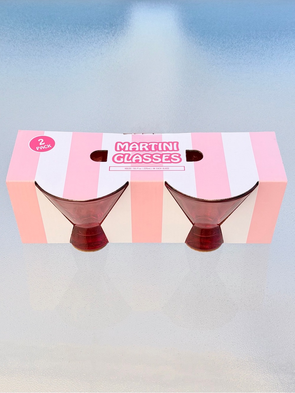 Pink Ombré Martini Glasses ~ Set of 2